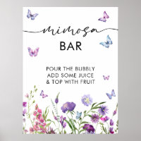 Moderne Schmetterlinge Brautparty Mimosa Bar Sign