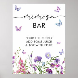 Moderne Schmetterlinge Brautparty Mimosa Bar Sign Poster