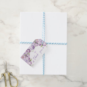 Moderne Schmetterlinge Lila Hochzeitsdusche Danke Geschenkanhänger