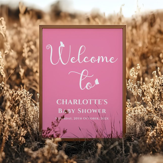 Moderne Schmetterlingskalligrafie Babydusche Willk Poster (Von Creator hochgeladen)