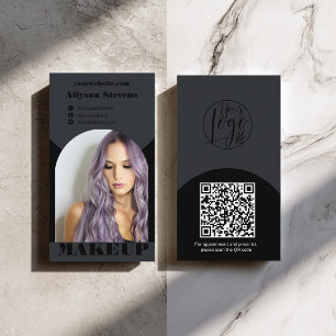 Moderne Schmink-Makeup-Schwarzes-Foto-QR-Code-Logo Visitenkarte