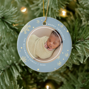 Moderne Schneeflocke 2 Fotos Keramik Ornament