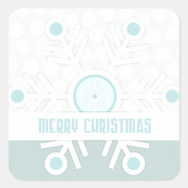 Moderne Schneeflocke Frohe Weihnachten Quadratischer Aufkleber