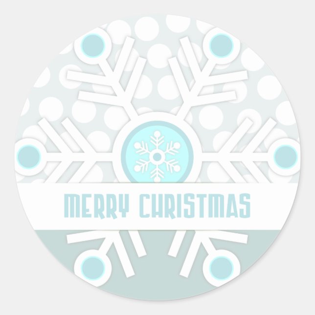 Moderne Schneeflocke Frohe Weihnachten Runder Aufkleber (Vorderseite)