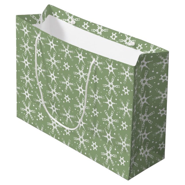 Moderne Schneeflocke-Geschenktasche Große Geschenktüte (Vorderseite Schrägansicht)