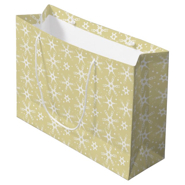 Moderne Schneeflocke-Geschenktasche Große Geschenktüte (Vorderseite Schrägansicht)