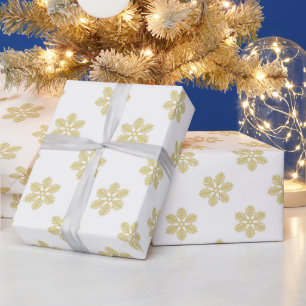 Moderne Schneeflocken   Gold und Weiß Geschenkpapier