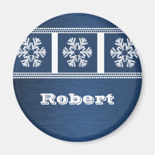 Moderne Schneeflocken Holiday Magnet, Royal Blue Magnet
