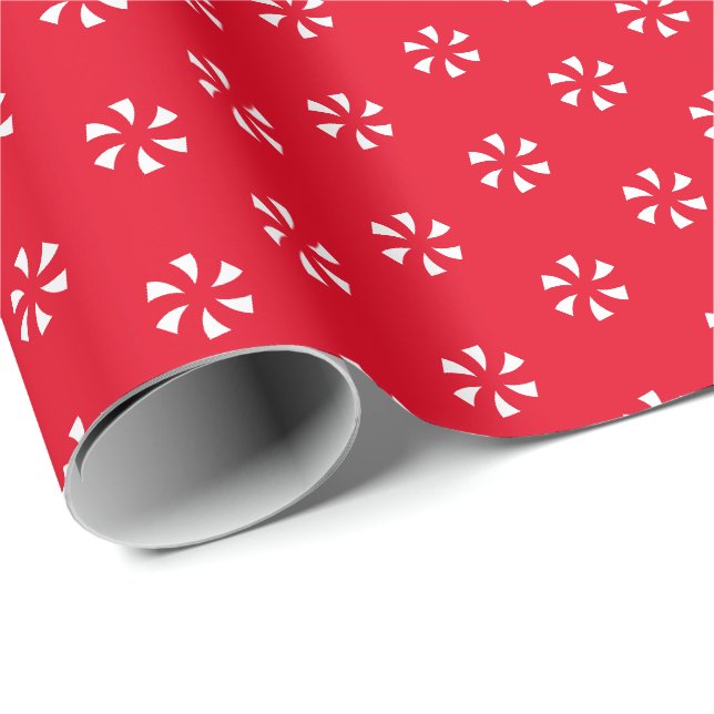 Moderne Schneeflocken in Rot-Weiß-Blume Geschenkpapier (Rolleneckpunkt)