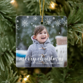 Moderne Schneeflocken Niedliches Foto Elegante Wei Keramikornament