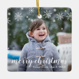 Moderne Schneeflocken Niedliches Foto Elegante Wei Keramikornament