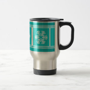 Moderne Schneeflocken Tasse, Aquamarin Reisebecher
