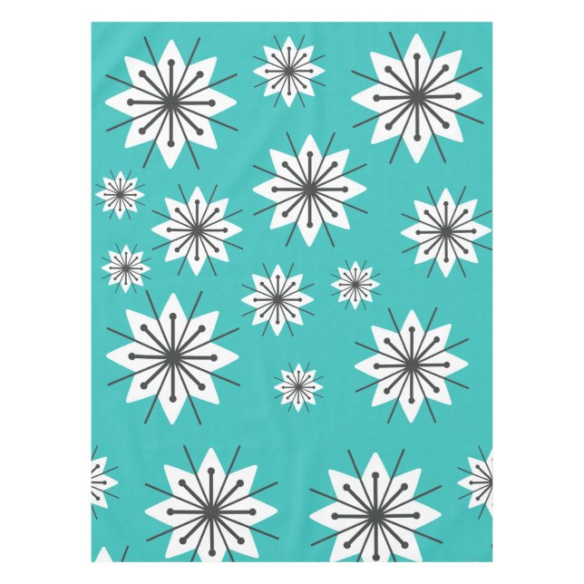 Moderne Schneeflocken Türkis Tischdecke (Vorderseite)