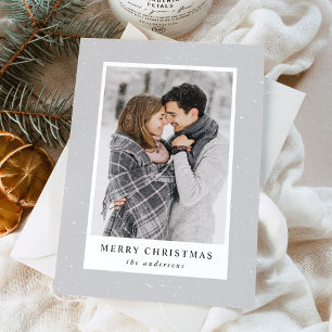 Moderne Schneegestöber Grau Foto Feiertagskarte