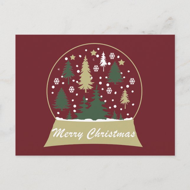 Moderne Schneeglobe Feiertagspostkarte (Vorderseite)