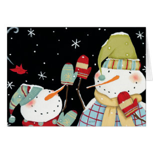 Moderne Schneemänner mit Handschuhen