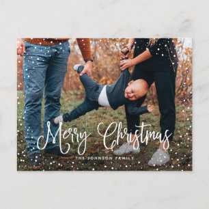 Moderne Schneeschrift 2 Foto Feiertagspostkarte