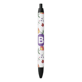 Moderne schöne bunte florale lila Monogramm Kugelschreiber