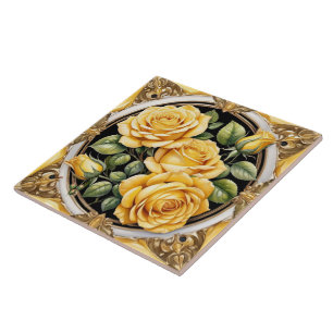 Moderne schöne gelbe Rosensammlung Fliese