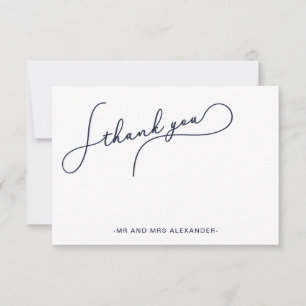 Moderne schöne Schrift Blaue und falsche Gold Dank Dankeskarte