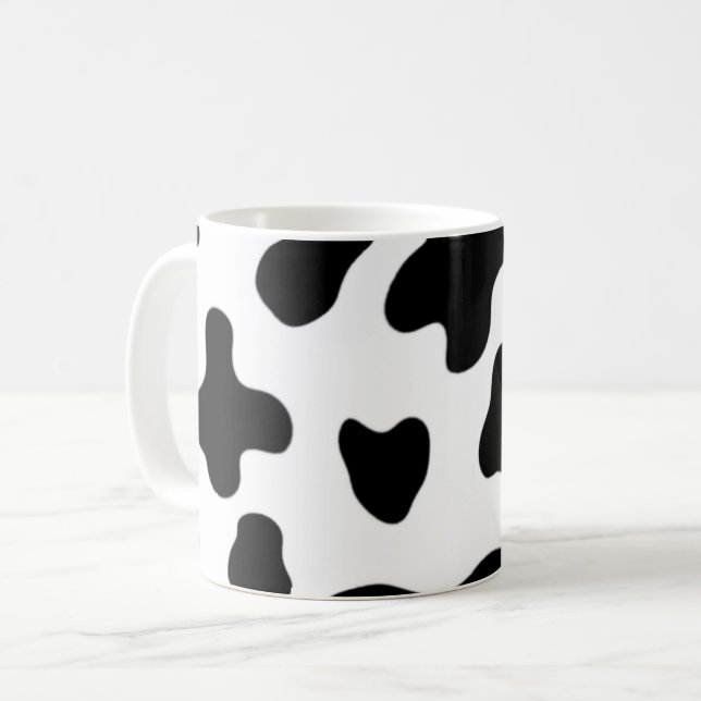 Moderne schöne schwarze und weiße Kuh Kaffeetasse (Vorderseite Links)