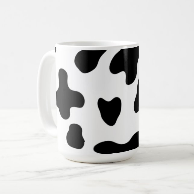 Moderne schöne schwarze und weiße Kuh Kaffeetasse (Vorderseite Links)