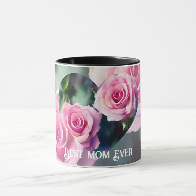 Moderne schöne Wasserfarben Rosensammlung Tasse (Zentrum)