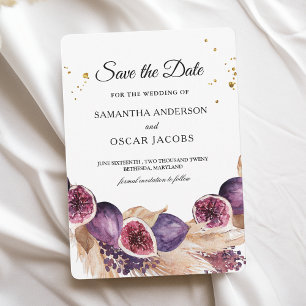 Moderne Schönheit Lila Feigen & Pampas & Goldene T Save The Date