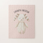 Moderne Schönheit Pastell Pink Bunny mit Namen Puzzle<br><div class="desc">Moderne Schönheit Pastell Pink Bunny mit Namen</div>