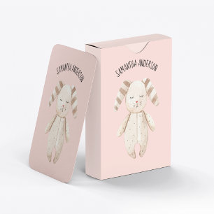 Moderne Schönheit Pastell Rosa Hase Mit Namen Spielkarten