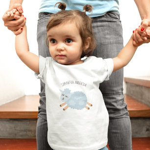 Moderne Schönheit Pastellblaue Schafe Und Kinder N Baby T-shirt