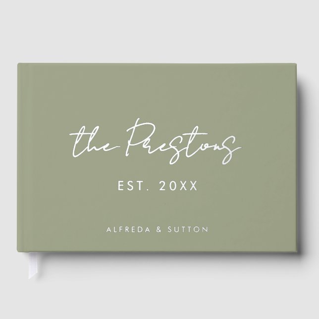 Moderne Schönheitsfeier Grün & Silberfolie Gästebuch (Vorderseite)