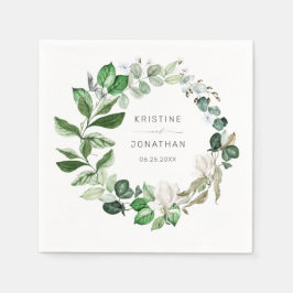 Moderne Schönheitskraut Weiße Blumenhochzeit Serviette