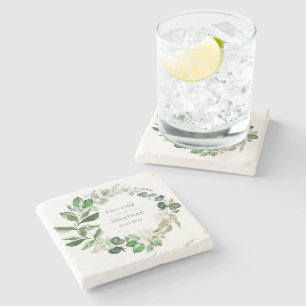 Moderne Schönheitskraut Weiße Blumenhochzeit Steinuntersetzer