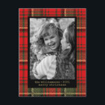 Moderne Schreibmaschine Red and Gold Kariert Foto  Feiertagspostkarte<br><div class="desc">Moderne Schreibmaschine Rot und Gold Karierte Foto Holiday Card - Die Weihnachtskarte bietet Ihr schönes Foto mit moderner Schreibmaschinentypografie. Einzigartiger Urlaub kariert ist rot mit goldenen Akzenten. Was für ein einzigartiger Weg, um Ihren Urlaub Grüße in dieser Ferienzeit zu senden. Unsere Weihnachtskartenvorlage macht es fast mühelos, Ihre Karte anzupassen. Wenn...</div>