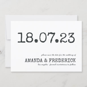 Moderne SchreibmaschinenTypografie-Hochzeit rettet Save The Date
