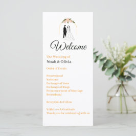 Moderne Schreibschrift-Hochzeitsprogrammkarte