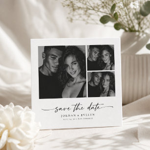 Moderne Schreibschrift Schwarzweiß 3 Fotos Save-th Save The Date