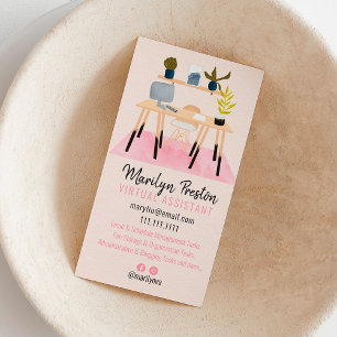 Moderne Schreibtischillustrierung virtueller Assis Visitenkarte