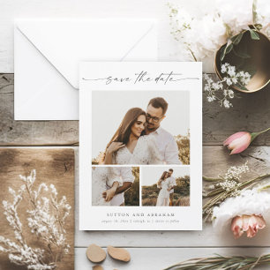 Moderne Schrift 3 Foto Hochzeit Termin Magnet