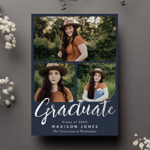 Moderne Schrift 4 Fotos Einladung zur Abschlussfei