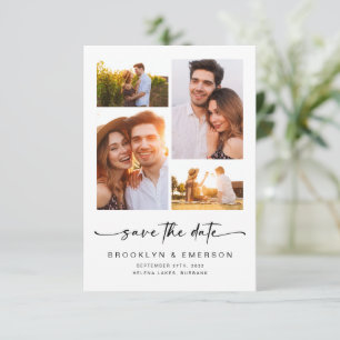 Moderne Schrift   4 Fotos Hochzeit Save The Date