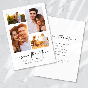 Moderne Schrift   4 Fotos Hochzeit Save The Date
