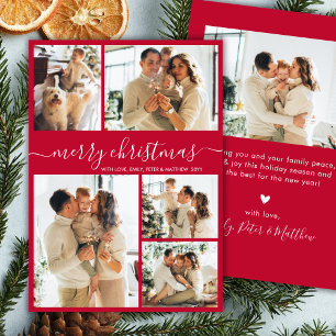 Moderne Schrift 5 Foto-Collage Rot Weihnachten