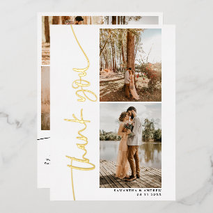 Moderne Schrift 5 Fotos Hochzeit Danke Folieneinladung