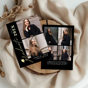 Moderne Schrift 6 Fotos Abschlussankündigung Folieneinladung