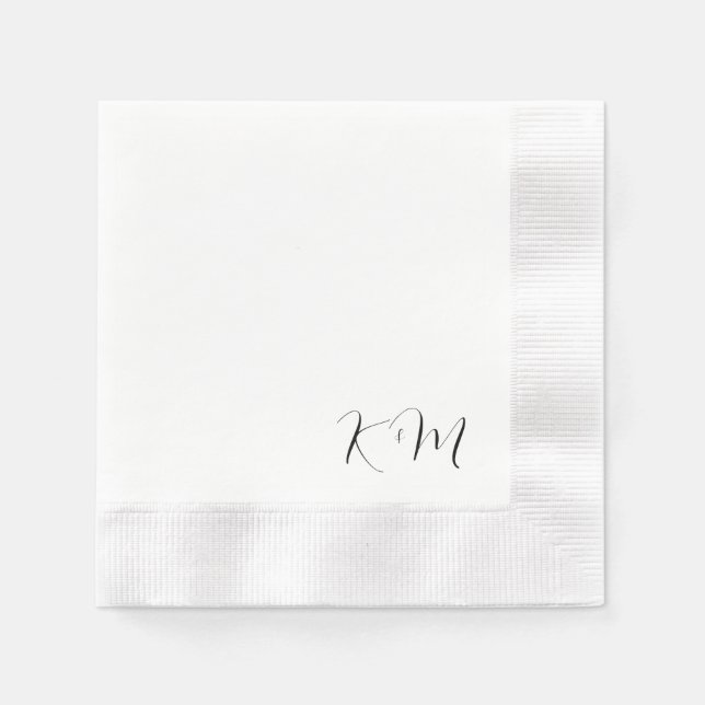 Moderne Schrift Anfangsbuchstaben B/W Hochzeit gep Serviette (Vorderseite)