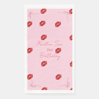Moderne Schrift Artige Rosa Schleifen Geburtstags- Serviette