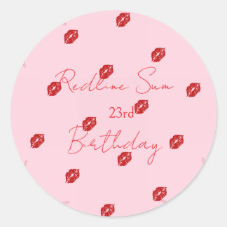 Moderne Schrift Artige Rosa Schleifen Geburtstagsb Runder Aufkleber