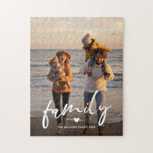 Moderne Schrift benutzerdefiniertes Foto Familienn Puzzle